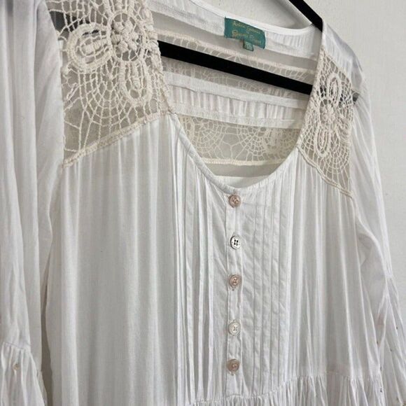 Amlica Santoria by Giacomo Cinque White Sequin Lace Tiered Tunic Boho Dress OS - Picture 11 of 12